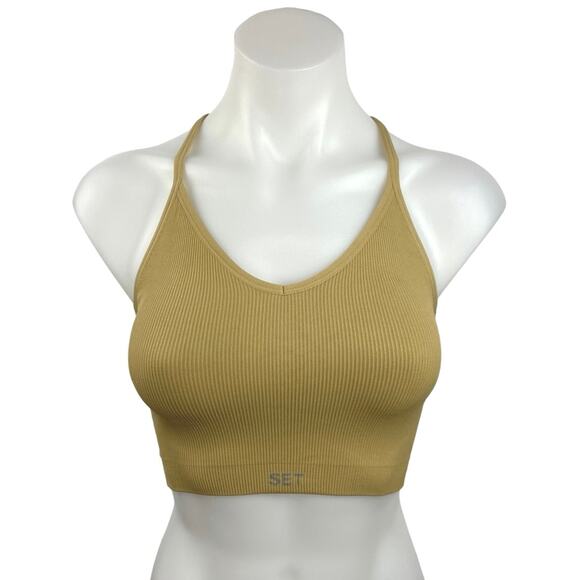 Set Active Women's Yellow Sleeveless Scoop Neck Activewear Sports Top Size XS - Picture 1 of 3